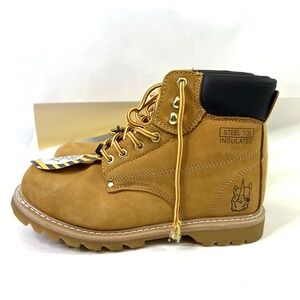 Rhino Mens Steel Toe‎ Work Boots Size 9.5 Leather Insulated Safety Shoes Tan